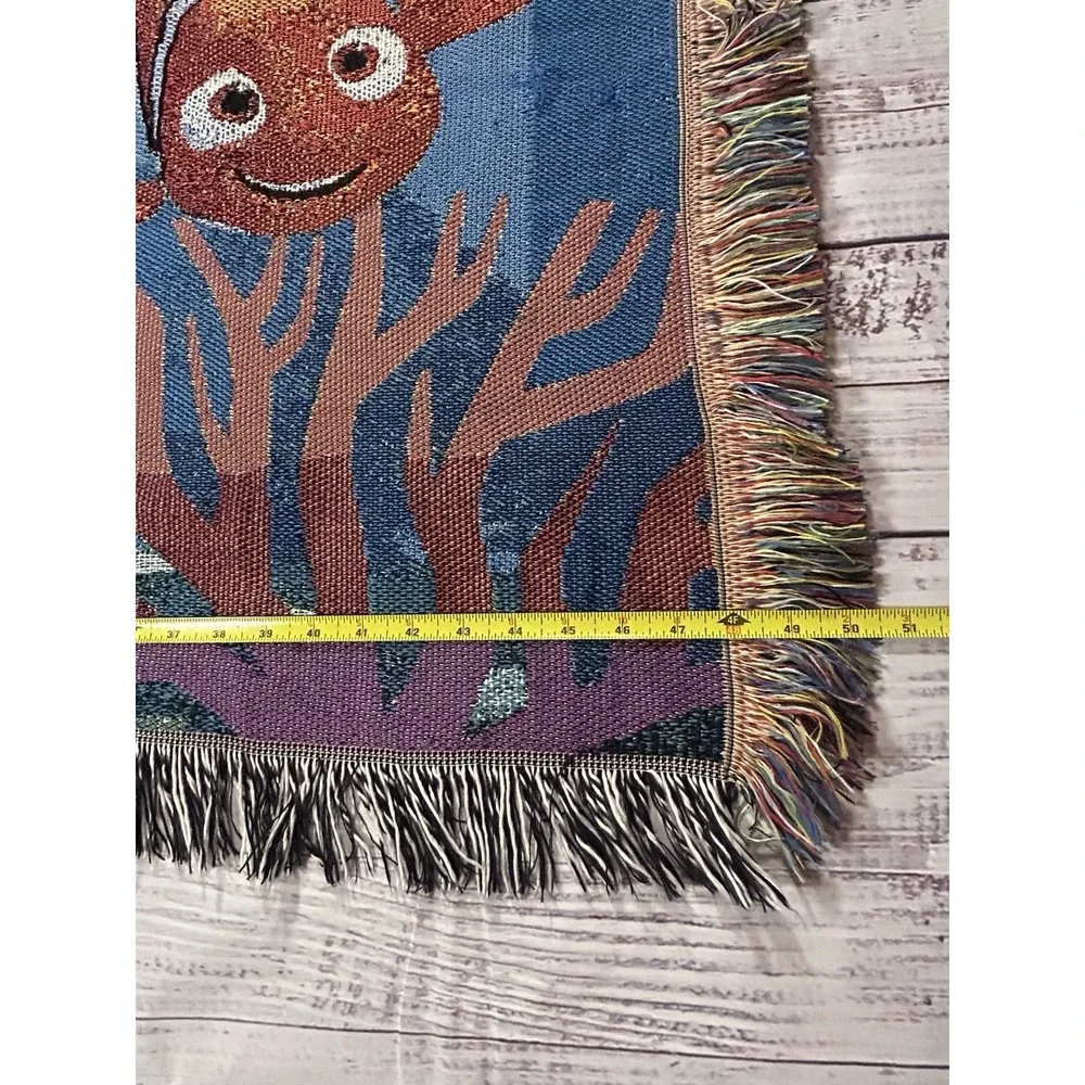 Disney Pixar Finding Nemo Dory Woven Tapestry Throw Blanket Fringed 50x60 USA